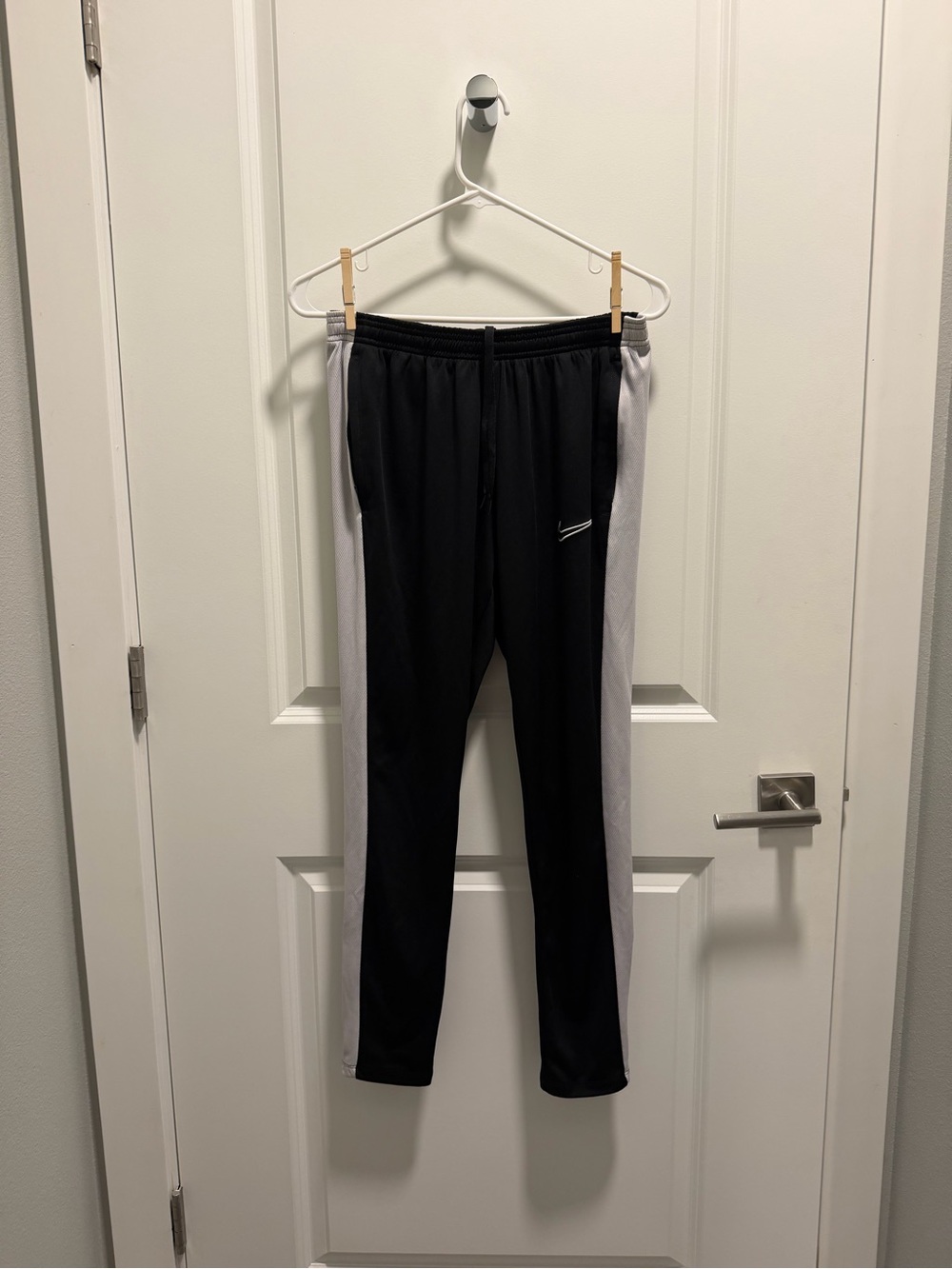 Black Track Pants with White Side Panels